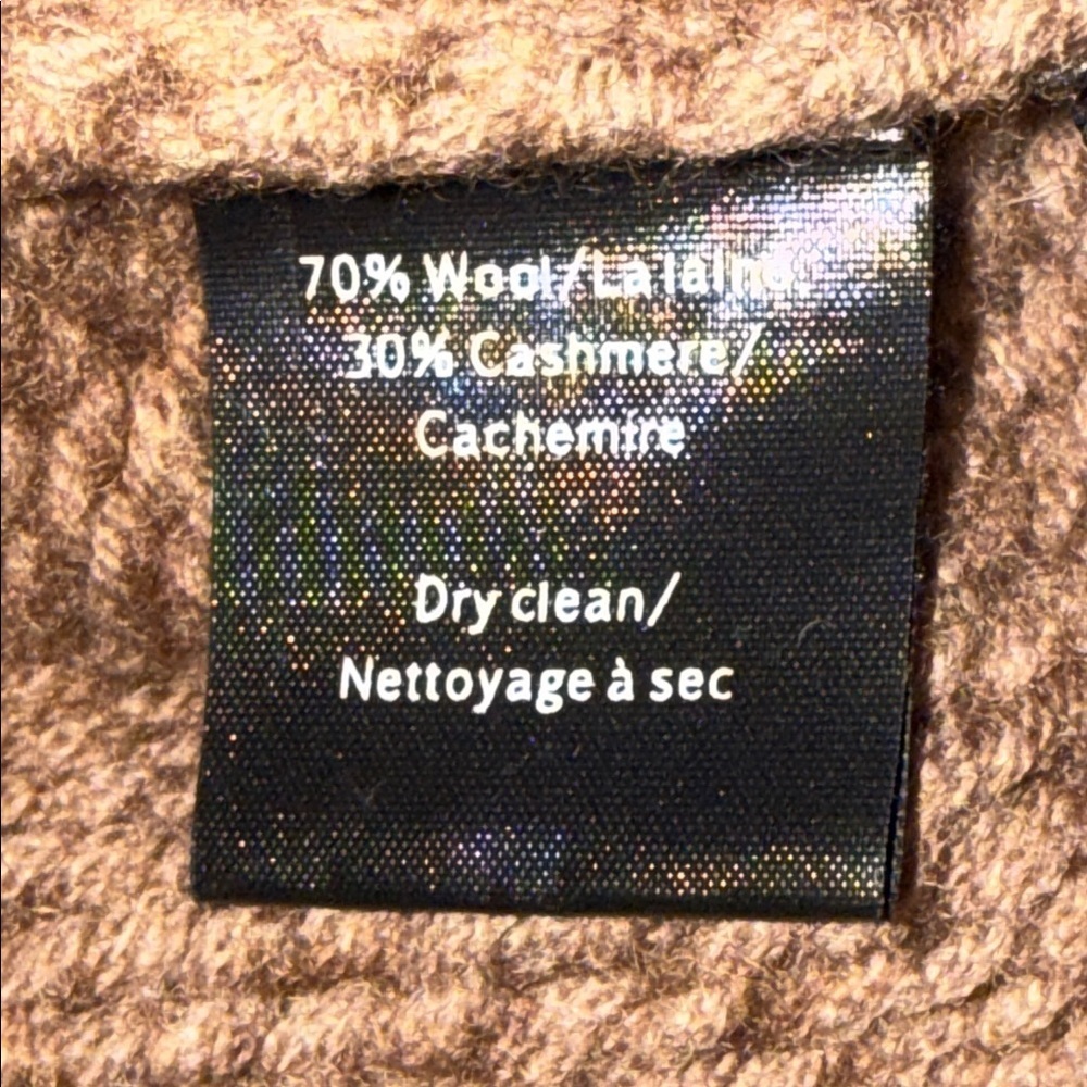 CO Wool Cashmere Blend Mocha Brown Fitted Cable Knit Sweater SZ XS - Picture 8 of 10